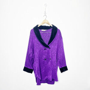 VINTAGE 90s Victoria's Secret Gold Label Paisley Purple Robe velvet womens S